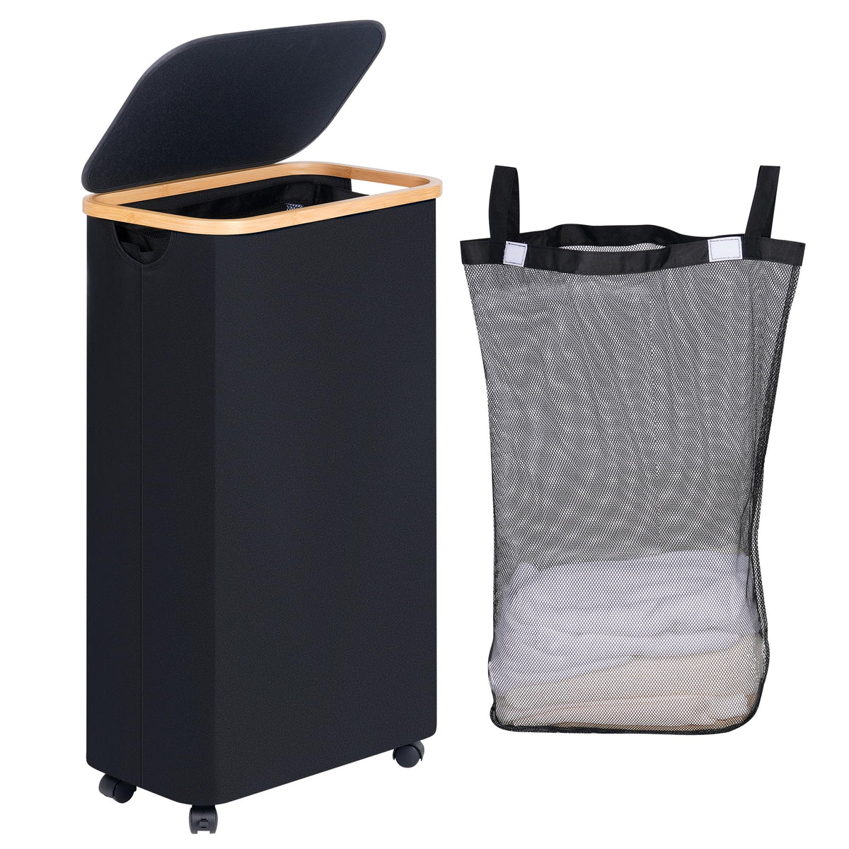 Slim Laundry Basket with Wheels