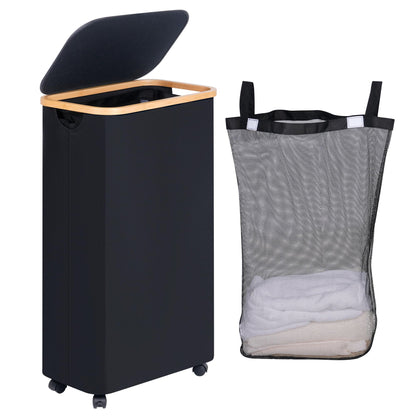 Slim Laundry Basket with Wheels