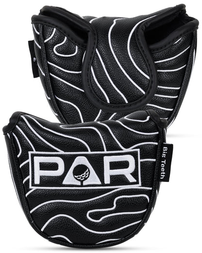 Golf Mallet Putter Cover Pure Black Heel Shafted Mallet Putter Headcover