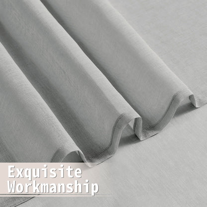 Sheer Door Curtain Closet Linen Textured Curtains Sheer Doorway Light Filtering Voile Patio Glass Doors Rod Pocket Curtain French Door