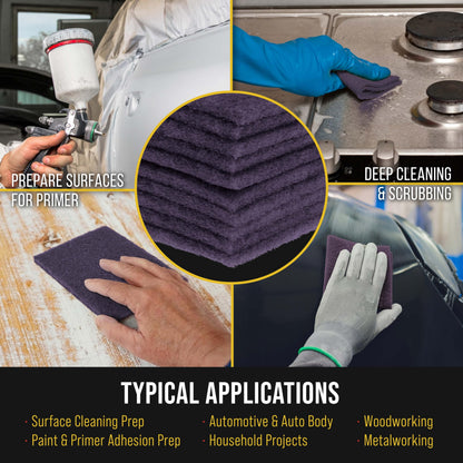 Premium 6" x 9" Purple Medium Fine 600 Grit General Purpose Scuff Pads (10 Count)