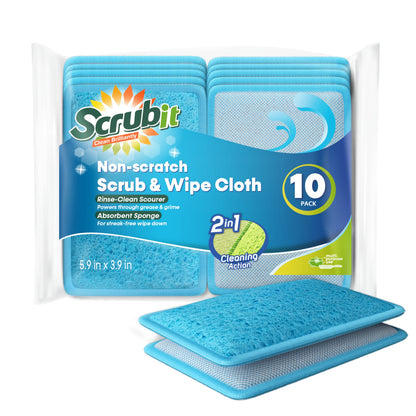 Scrub and Wipe Cleaning Sponges [10 Pack] (10 Count)