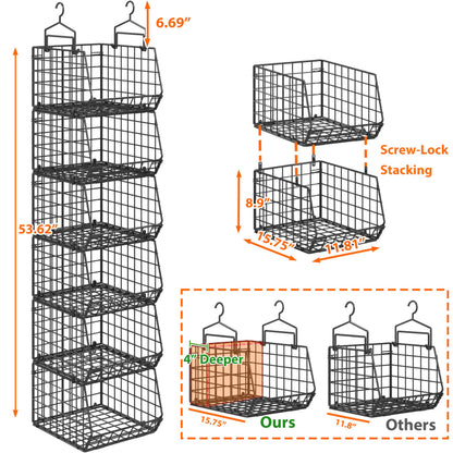 6 Tier Extended Depth Hanging Closet Organizers and Storage for Closet Organization (6 Count)