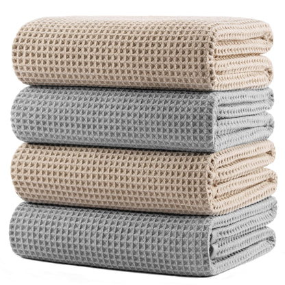 430 GSM Poly Blend Microfiber Quick Dry Waffle Bath Towel (4 Count)