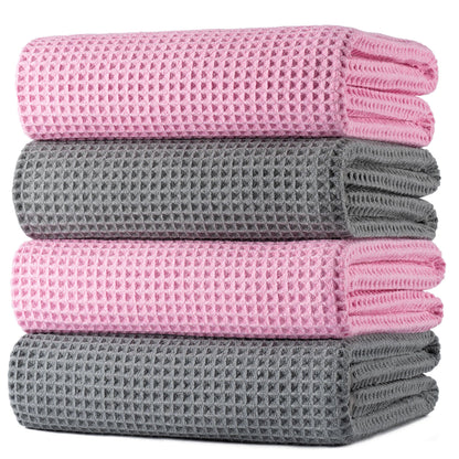 430 GSM Poly Blend Microfiber Quick Dry Waffle Bath Towel (4 Count)