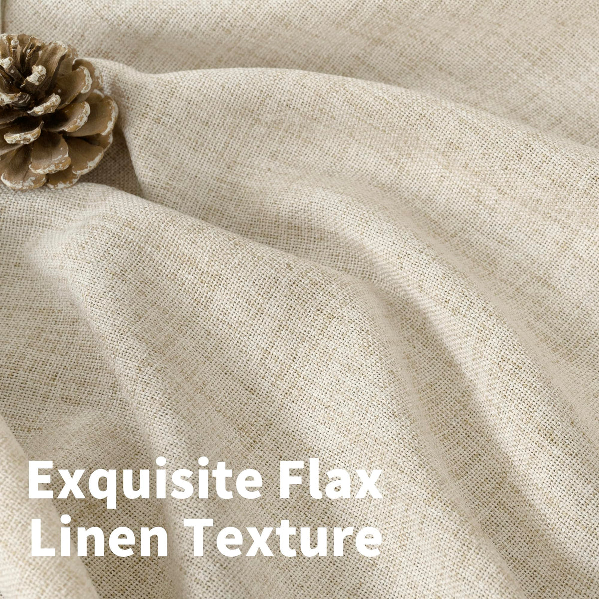 Linen Semi Sheer Curtains 52 X 63 Inch Length 2 Panels for Living Room (2 Count)