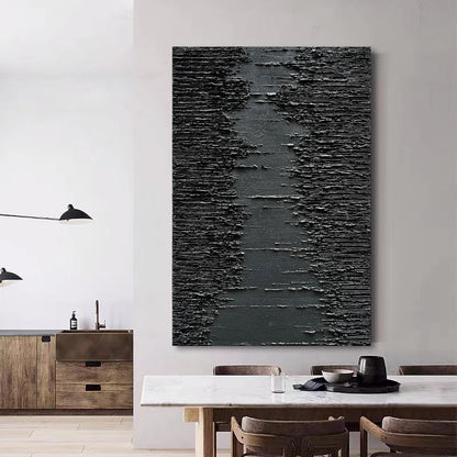 Art Hand Painted Thick Texture Black Minimalist Oil Painting 45x30 Inchs Texture Abstract Painting Home Wall Decorative Art