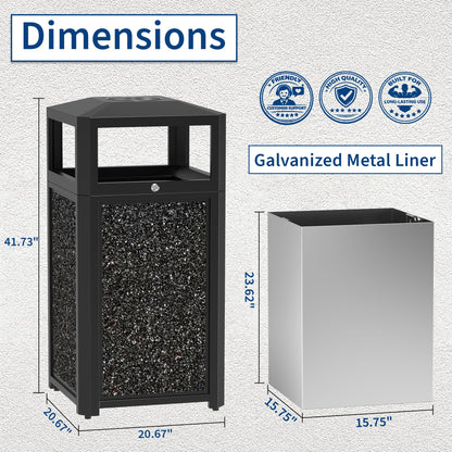 40 Gal. Commercial Outdoor Trash Can with Lid & Ashtray