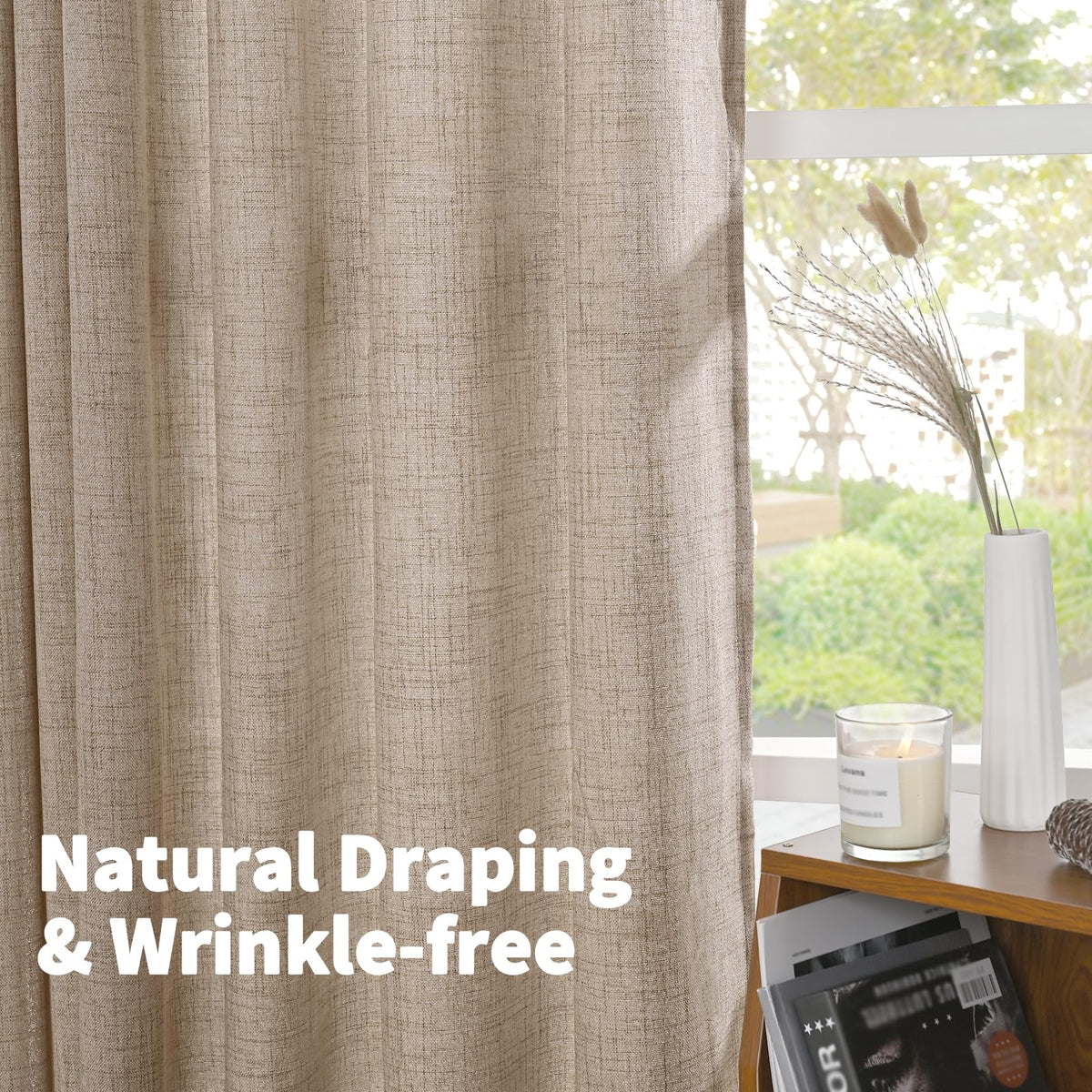 Short Linen Curtains 40 Inch Length for Cafe Window (2 Count)