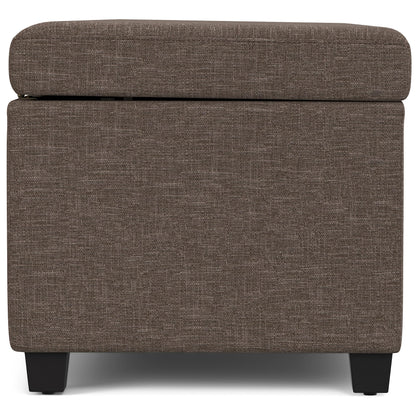 Avalon 54" Wide Linen Look Fabric Storage Ottoman in Fawn Brown