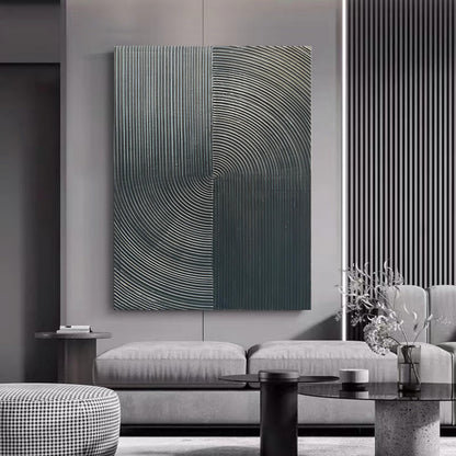 Hand Painted Abstract Modern Oil Painting 40x28 Inch Black Texture Contemporary Wall Art Minimalist Frame Artwork for Wall Decoration