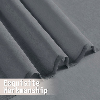 Small Sheer Door Curtain Closet Linen Textured Curtain Sheers Doorway Light Filtering Voile French Door Rod Pocket Curtains Patio Glass Doors