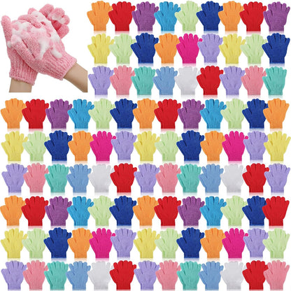 150 Pcs Exfoliating Gloves Bulk for Body Double Sided Exfoliating Shower Gloves for Women Nylon Colorful Bath Gloves Exfoliating Body Scrubber Mitt for Beauty Spa Massage Shower Body Scrubber