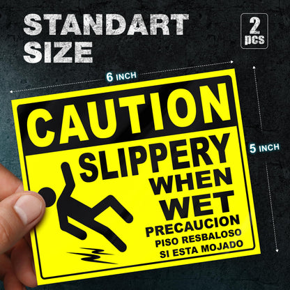 Caution Slippery When Wet Stickers (2 Count)