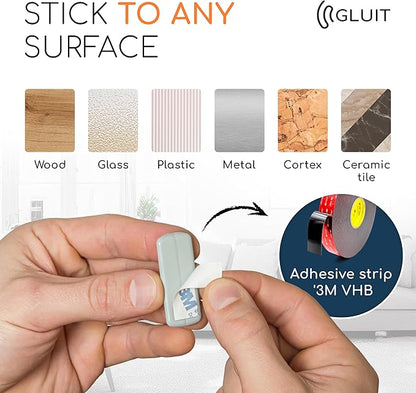 GLUIT Cord Organizer for Desk, Cable Holder for Nightstand, Charger Organizer, Adhesive Desktop Wire Clips, Multislot Cable Management, Table Organizer Accessories - 5 Pack, 15 Slots, Grey