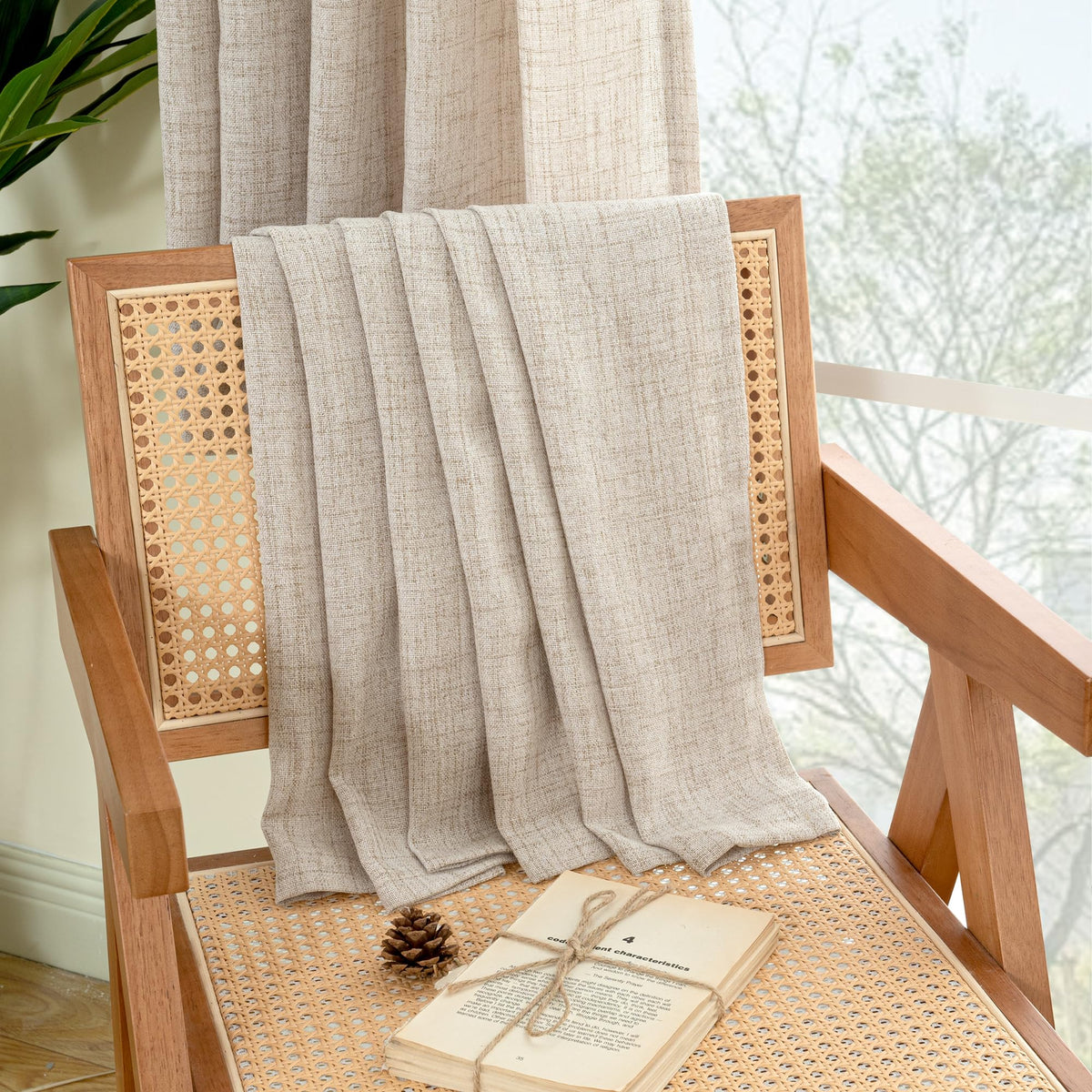 Short Linen Curtains 54 Inches Long for Living Room (2 Count)
