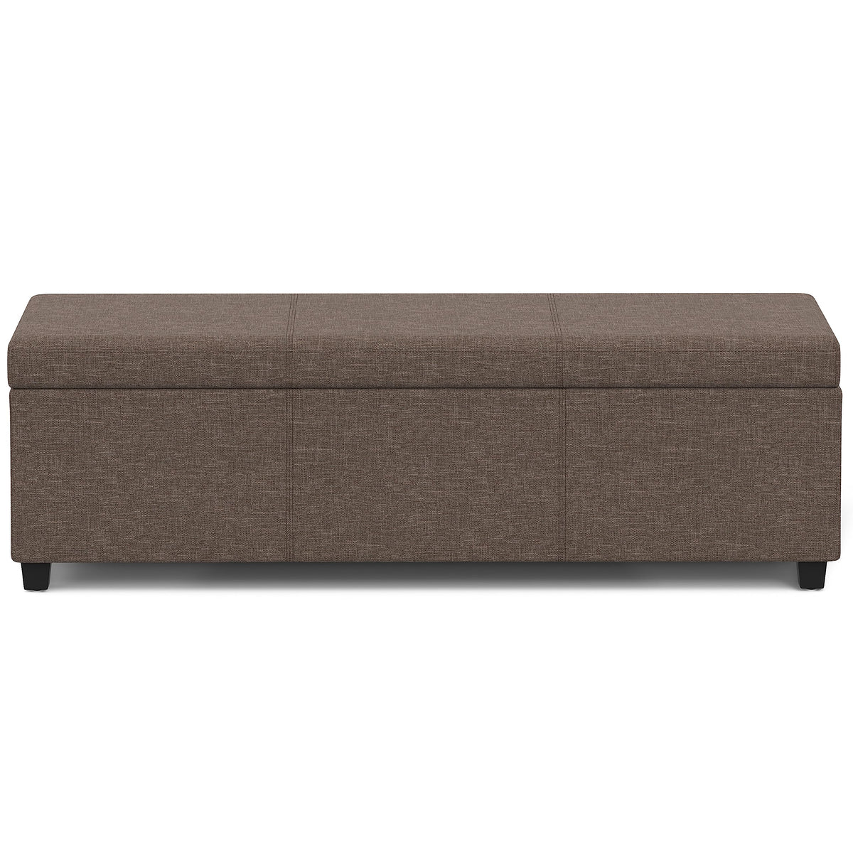 Avalon 54" Wide Linen Look Fabric Storage Ottoman in Fawn Brown