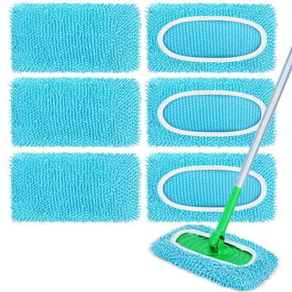 6Pcs Reusable Microfiber Mop Pads Compatible with Sweeper Mop (6 Count)