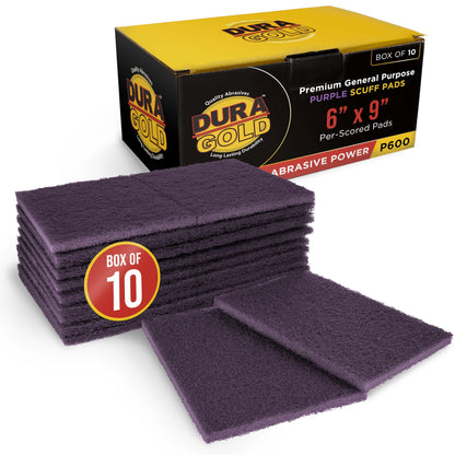 Premium 6" x 9" Purple Medium Fine 600 Grit General Purpose Scuff Pads (10 Count)