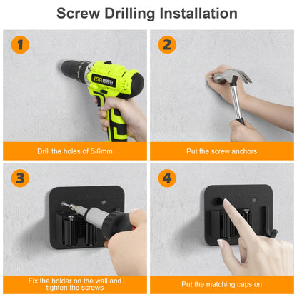 4 Pack Stainless Steel Heavy Duty Broom Holder Wall Mount with Hook (4 Count)