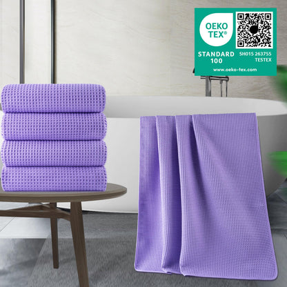 430 GSM Poly Blend Microfiber Quick Dry Waffle Bath Towel (4 Count)