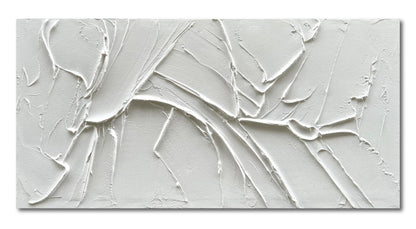 Hand Painted Thick Texture White Minimalist Oil Painting 24x48 Inches Contemporary Abstract Art Oil Painting