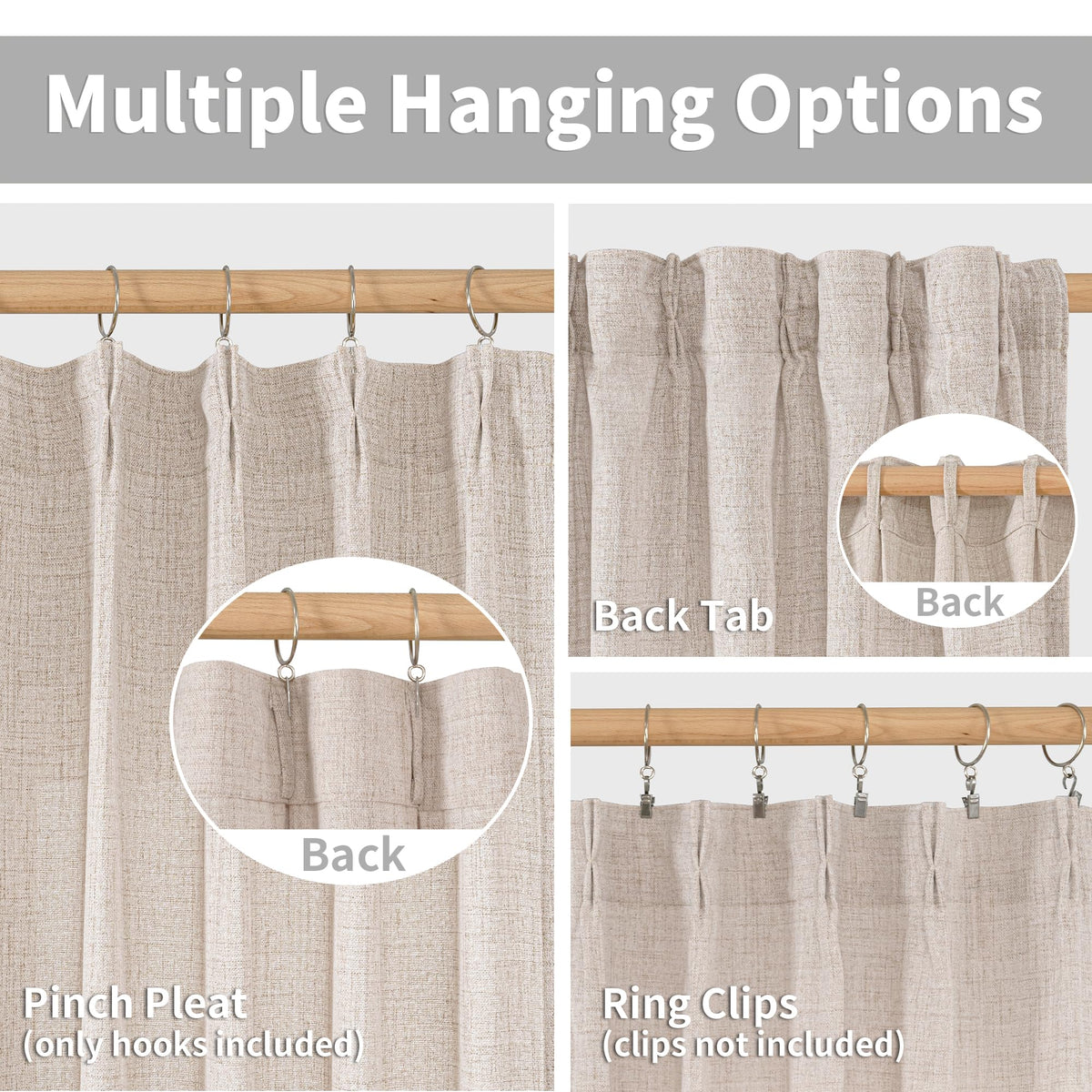 Linen Curtains 90 Inch Length 2 Panels for Living Room (2 Count)