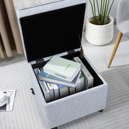 17.5 inch Square Storage Ottoman with Wheels & Flip Top Lid