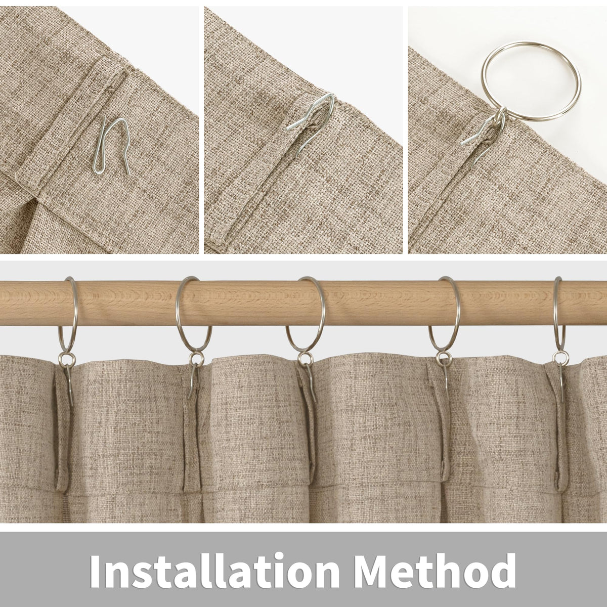 Short Linen Curtains 40 Inch Length for Cafe Window (2 Count)