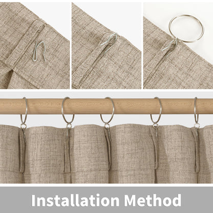 Short Linen Curtains 40 Inch Length for Cafe Window (2 Count)