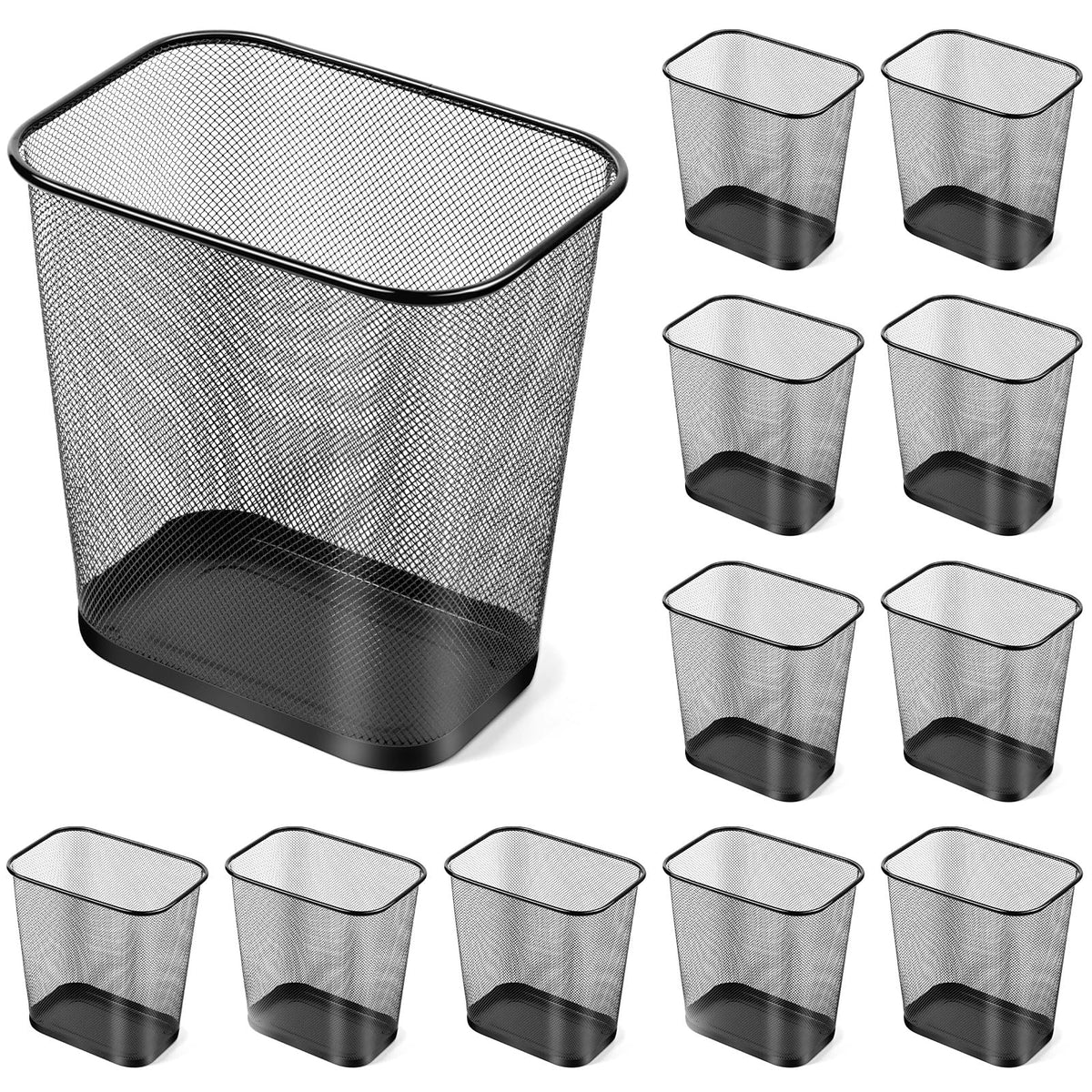 12 Pcs Black Mesh Trash Cans Bulk (12 Count)