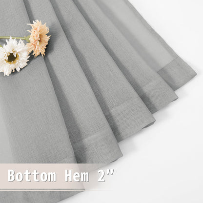 Sheer Door Curtain Closet Linen Textured Curtains Sheer Doorway Light Filtering Voile Patio Glass Doors Rod Pocket Curtain French Door
