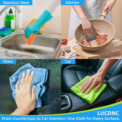 Microfiber Cleaning Cloths 16 Pack 8 Colors 11.5"x11.5" (16 Count)