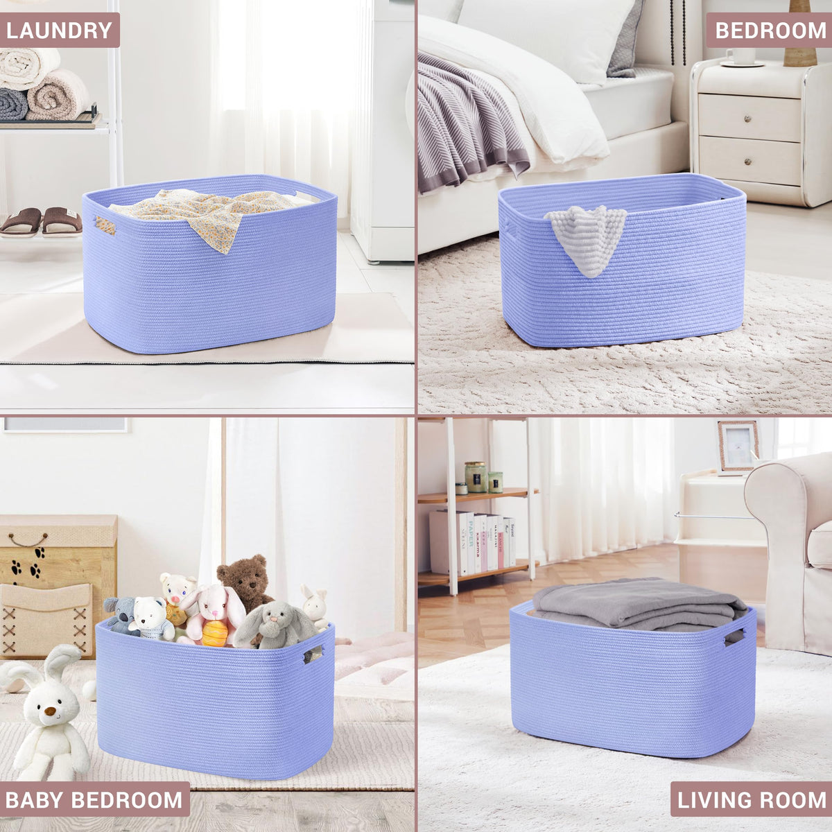 45L Small Woven Laundry Basket Hamper with Handles