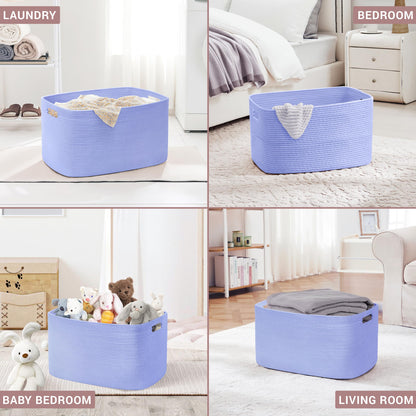 45L Small Woven Laundry Basket Hamper with Handles