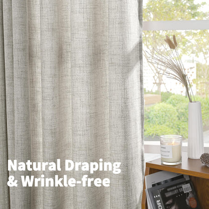 Dark Grey Linen Curtains 80 Inch Length 2 Panels for Living Room (2 Count)