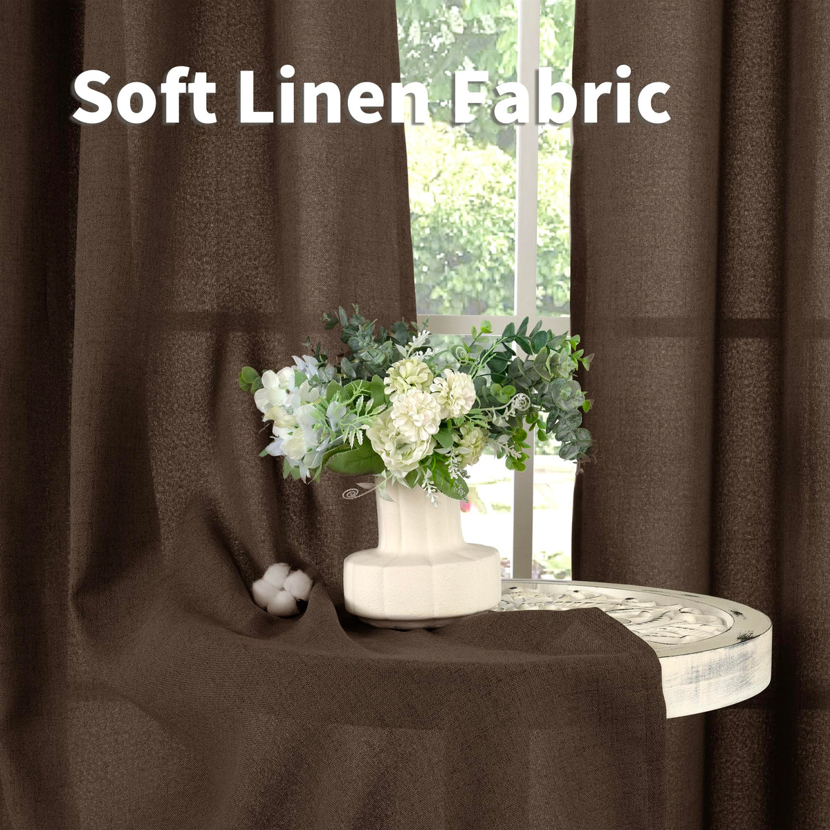 Brown Linen Curtains 36 Inches Long (2 Count)