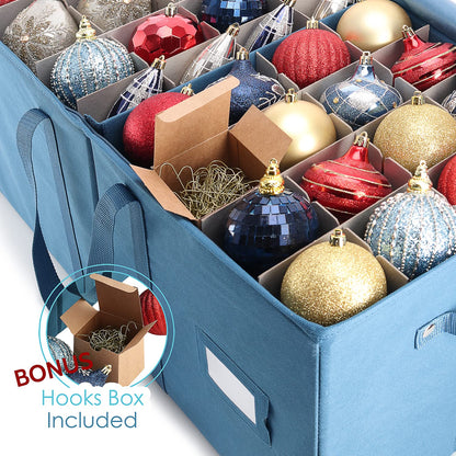 Large Christmas Ornament Storage Box With Adjustable Dividers (2 Count)