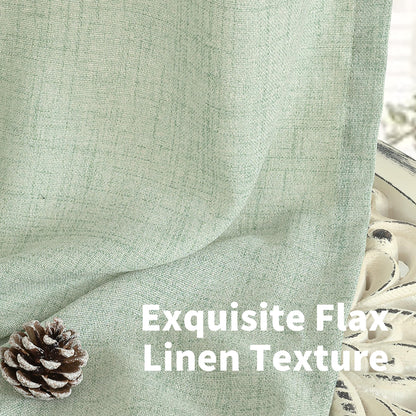 Sage Green Linen Semi Sheer Curtains 45 Inch Length for Kitchen Window (2 Count)