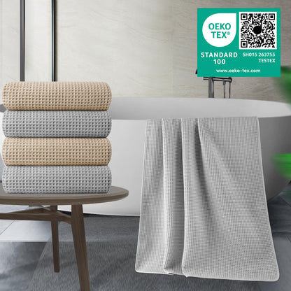 430 GSM Poly Blend Microfiber Quick Dry Waffle Bath Towel (4 Count)