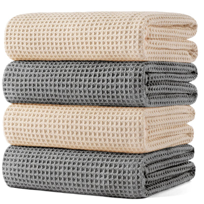 430 GSM Poly Blend Microfiber Quick Dry Waffle Bath Towel (4 Count)