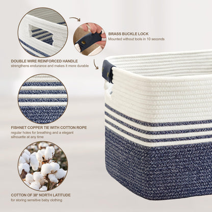 45L Woven Laundry Basket Hamper with Leather Handles