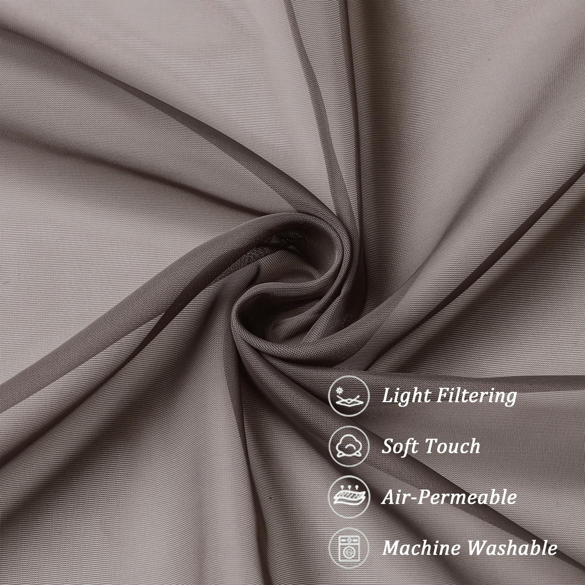 Sheer Chocolate Brown Tier Curtains 24 Inch Length (2 Count)